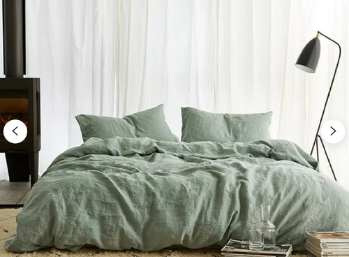 Linen duvet cover sage green - cover,