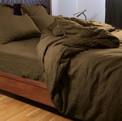 Linen duvet coffee - duvet,