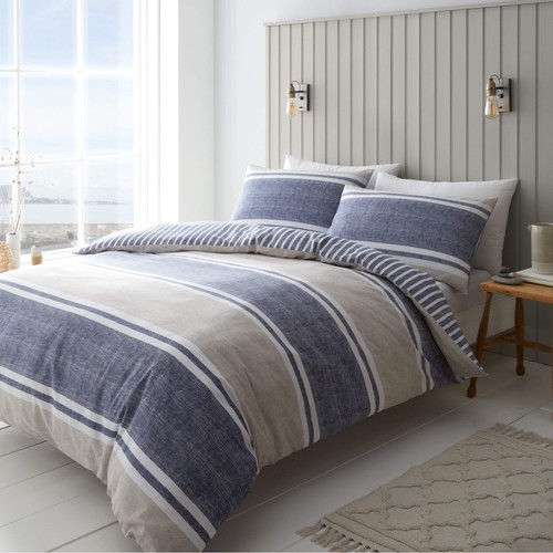 Textured banded stripe duvet - textured,